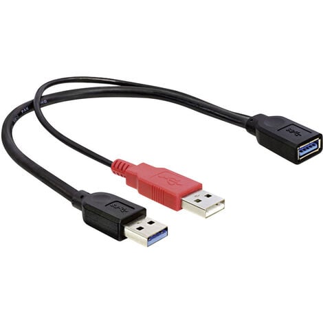 Delock USB-Kabel USB 3.2 Gen1 (USB 3.0 / USB 3.1 Gen1) USB-A Stecker, USB-A Buchse 0.30 m Schwarz ve