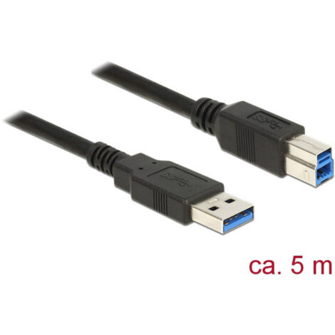 Delock USB-Kabel  USB 3.2 Gen1 USB-A Stecker, USB-B Stecker 5.00 m Schwarz vergoldete Steckkontakte