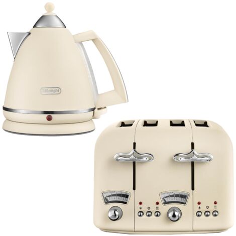 Delonghi Argento 1.7L Kettle & 4 Slice Toaster Set, Beige