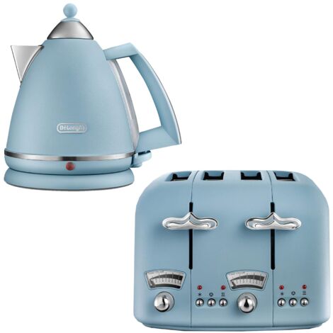 Delonghi Argento 1.7L Kettle & 4 Slice Toaster Set, Blue