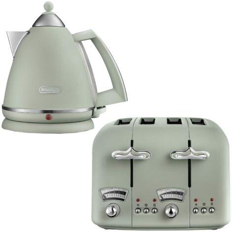 Delonghi Argento 1.7L Kettle & 4 Slice Toaster Set, Green