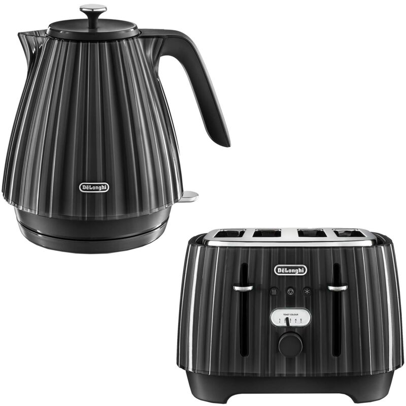 Delonghi Ballerina 1.7L Kettle & 4 Slice Toaster Black, Black