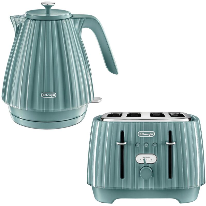 Ballerina 1.7L Kettle & 4 Slice Toaster Set, Green - Delonghi