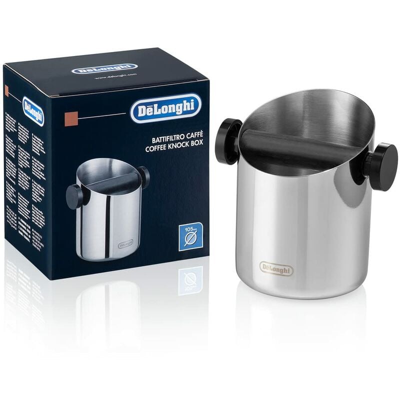 Image of Delonghi - De'Longhi DLSC059 Contenitore per fondi di caffè in acciaio inox, facile pulizia delle macchine per espresso manuali, dotato di