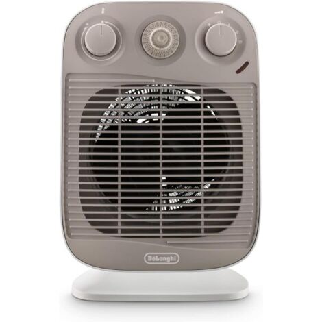 De'longhi hfs50d22 termoventilatore, timer 24h, 3 livelli di potenza, ventilazione estiva, protezione antigoccia, maniglia, dispositivo di sicurezza, luce, protezione antigelo, leggero, bianco/beige