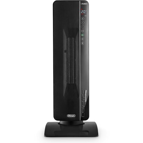 De'Longhi TCH8993ER.BC Termoventilatore a Torre, Tecnologia Ceramica, Silenzioso, 3 Livelli di Potenza, Ventilazione Estiva, TIMER 24H, Funzione Eco-Plus, Luce, Anti - Ribaltamento, Leggero, Nero