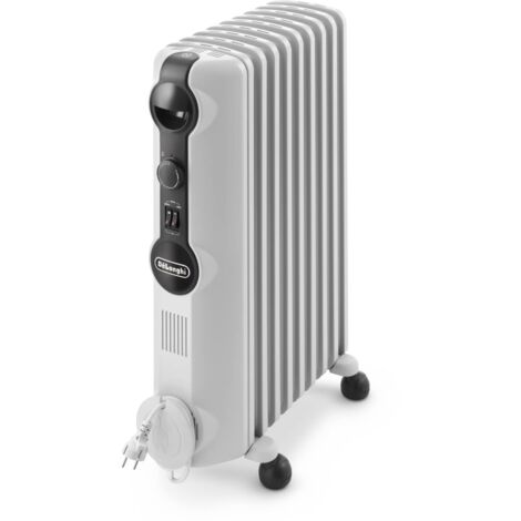 De'Longhi TRRS0920 Radiatore Ad Olio Elettrico, 9 Elementi, Risparmio Energetico, Calore A Lungo, Manopole Intuitive, Per Ambienti Fino A 55m³, Silenzioso, 3 Livelli Di Potenza, 2000watt, Grigio