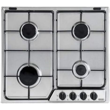 DeLonghi YAF46ASV Piano Cottura a Gas 4 Zone Griglie in piattina smaltata 60 cm Acciaio Inox