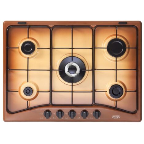 DeLonghi YTF 57 ASV Piano Cottura a Gas 5 Zone 1 Bruciatore Doppia Corona 70 cm Coppertone