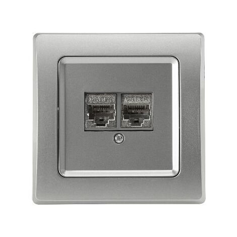 DELPHI Cat6a Netzwerk-Dose 2x RJ45 Unterputz Lan-Dose inkl. Rahmen