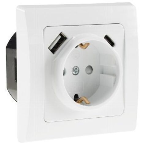 DELPHI Schutzkontakt-Steckdose 23340, UP, 16A/250V, USB-C/PD, weiß