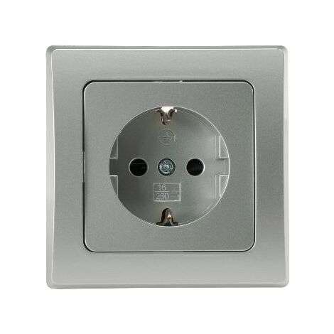 DELPHI UP Schutzkontakt-Steckdose 250V 16A Rahmen Silber