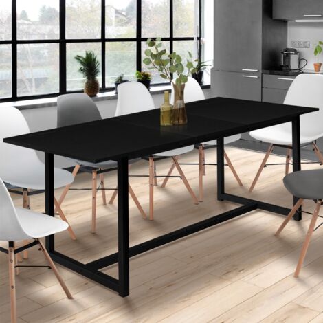 DELSON mesa de comedor extensible 6-10 personas diseño industrial 160-200 cm