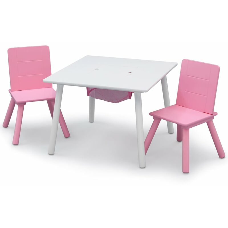 

Mesa y sillas para niños con almacenaje blanco y rosa - Rosa - Delta Children