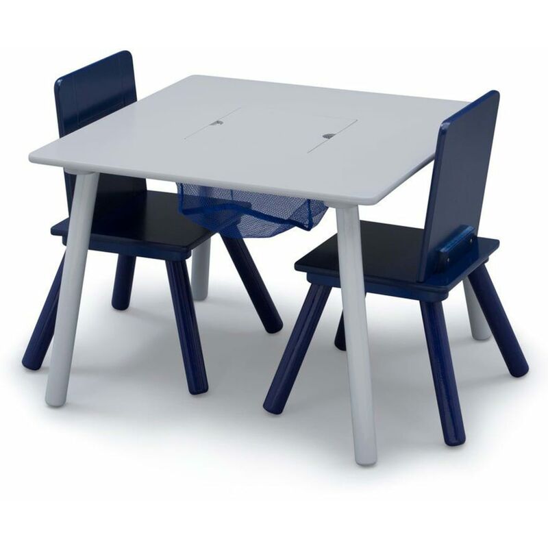 

Mesa y sillas para niños con almacenaje gris y azul - Azul - Delta Children