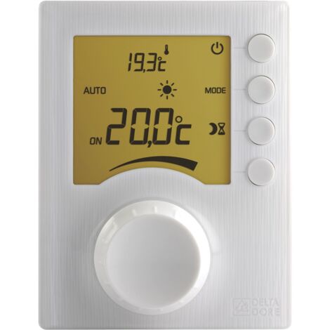 Delta Dore – Thermostat Tybox 33 radio – Alimentation 2 piles LR03 – Plage de température 5 à 30 °C – Portée radio 150 m – Compatible chaudières