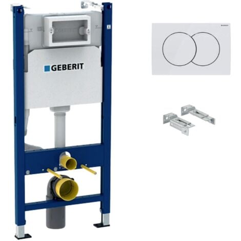 Delta Pack bati-support GEBERIT Duofix 112cm + plaque de commande blanche Delta01 + fixations murales (111.154.11.2)