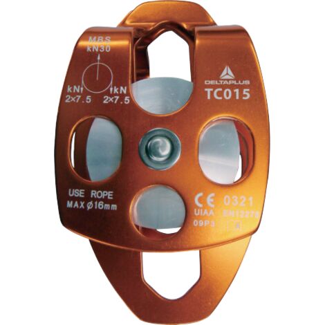DELTA PLUS - Double poulie à flasques oscillantes - Aluminium - Longueur: Unique - Taille Unique - Couleur Orange
