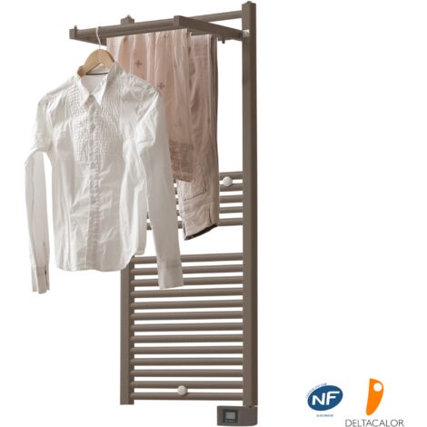 Deltacalor – Sèche-serviettes électrique 500W – H117.4 x l50 cm – Acier thermovecteur – Programmation hebdomadaire – Protection IP44