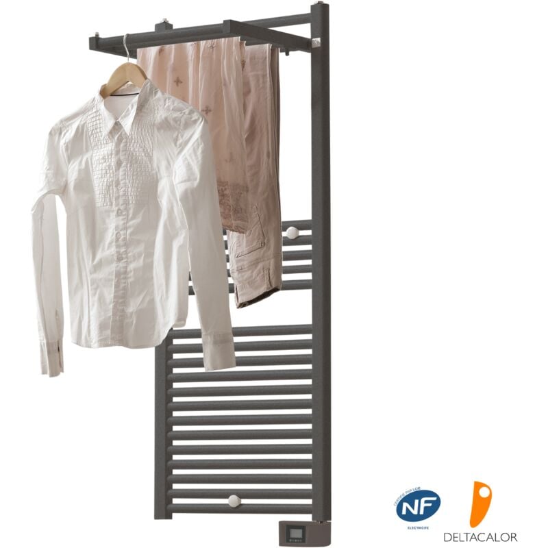 Sèche-serviettes électrique 500W, H.117.4 x l.50 cm Stendino Anthracite - Deltacalor