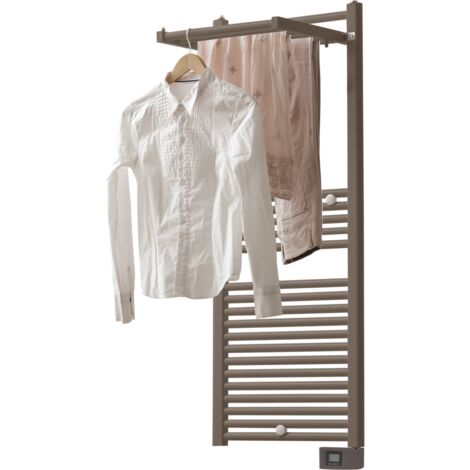 Deltacalor – Sèche-serviettes électrique 750W – H142.3 x l50 cm – Acier thermovecteur avec étendoir rétractable – IP44 pour humidité
