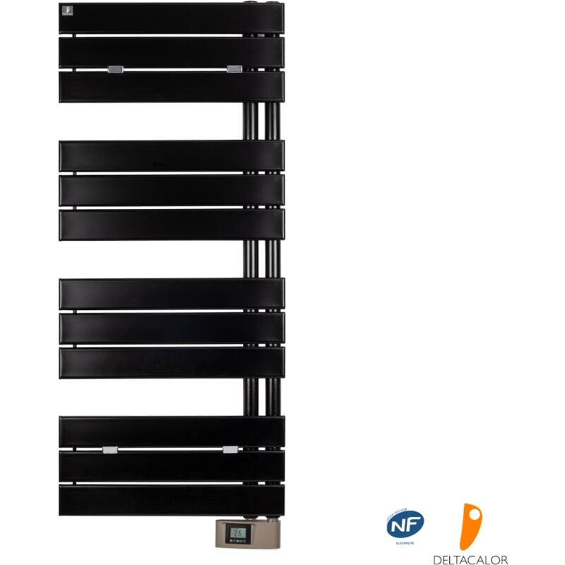 Sèche-serviettes électrique à lames plates Asymetrique 500W ral 9005 Noir - Deltacalor