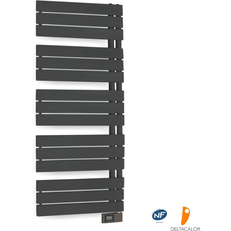 Sèche-serviettes électrique à lames plates Asymetrique 750W ral 7016 Anthracite - Deltacalor