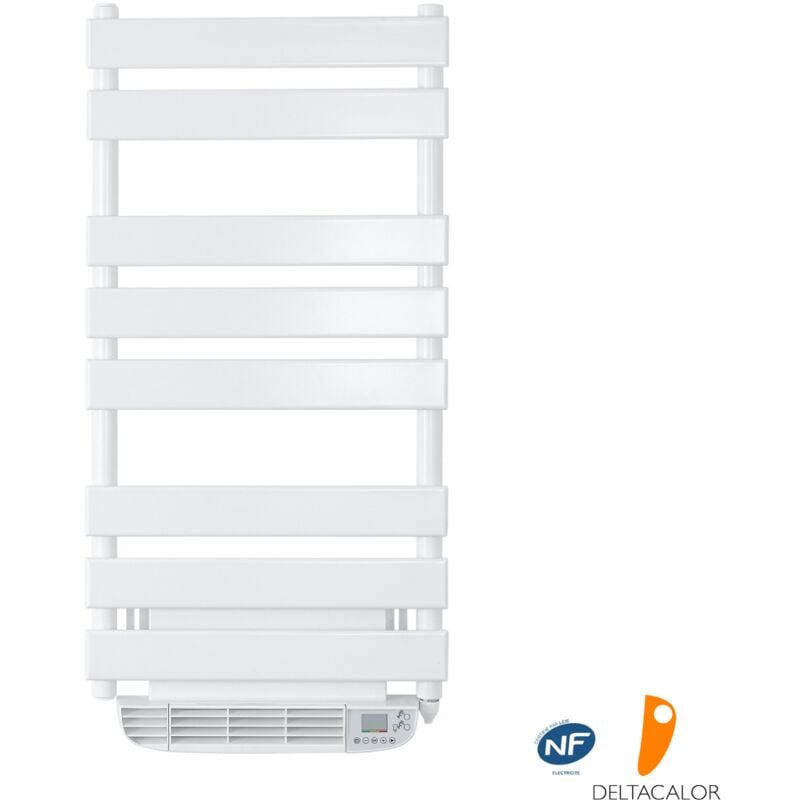 DELTACALOR Sèche-serviettes électrique à lames plates Vento 500W + soufflerie 1000W Blanc