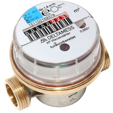 Deltamess Wasserzähler Wohnungswasserzähler kurz 80mm warm und kalt QN 1,5 Eichjahr 2024