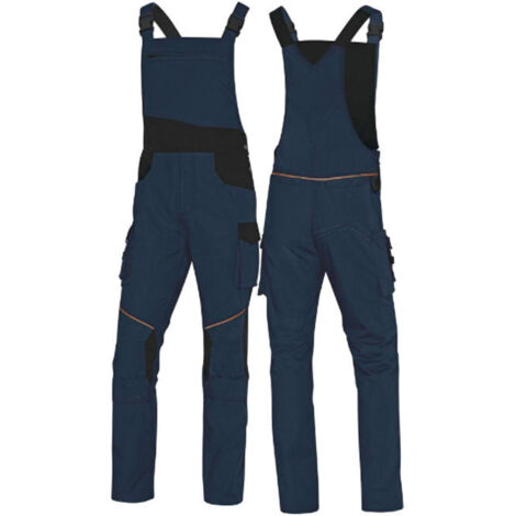 Deltaplus MCSA2MNGT Mach 2 Corporate Salopette da Lavoro 65% poliestere 35% cotone Ripstop 260 g-m² con Bretelle Elasticizzate Tasche Rinforzate Predisposizione Ginocchiere colore Blu Nero