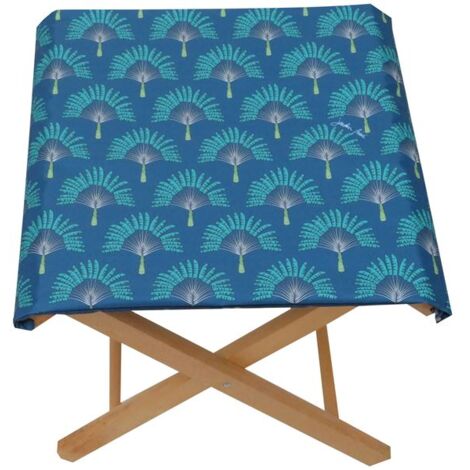 DELUMI - Tabouret pliant hetre Jakarta marine 43x43x42cm
