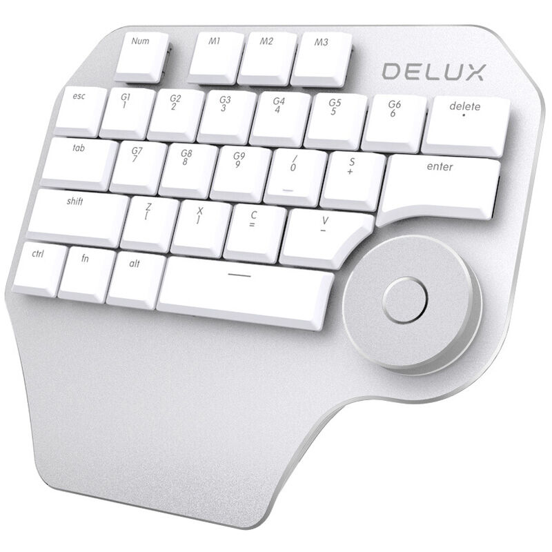 

T11 Teclado multifuncional programable para una mano, compatible con Mac OS Windows y software de diseno convencional, color blanco, blanco - Delux