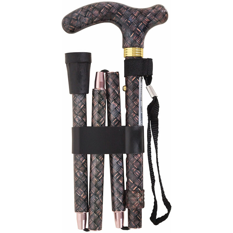 Deluxe Ambidextrous Foldable Walking Cane - 5 Height Settings - Maze Design