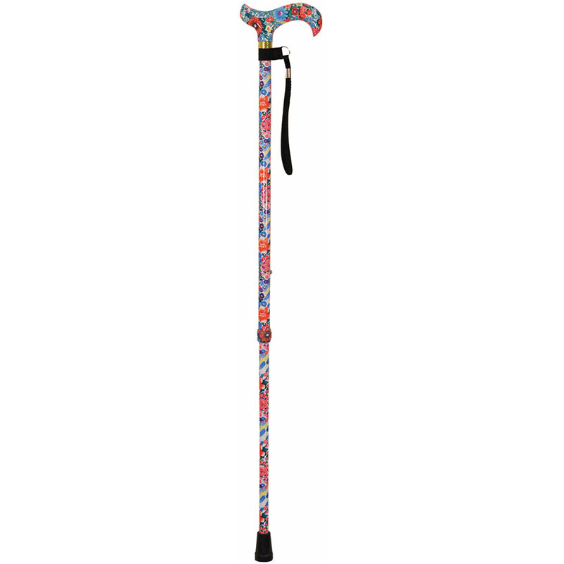 Deluxe Ambidextrous Walking Cane - 10 Height Settings - Floral Pattern