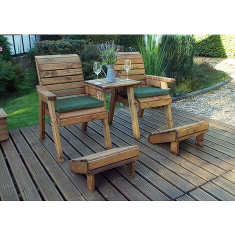 Deluxe Lounger Set Straight with Cushions - W160 x D133 x H98 - Fully Assembled - Green