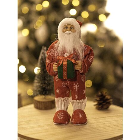 Deluxe Standing Traditional Red 30cm Santa Claus in Pyjamas Luxury Father Christmas Standing Figure Christmas Decoration Xmas Ornament Figurine