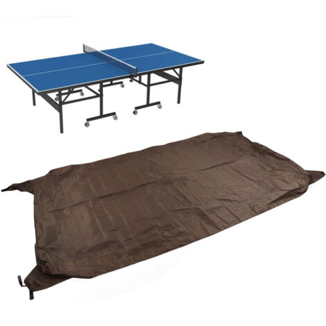 Deluxe-Tischtennisplattenabdeckung, wasserdicht und UV-beständig, mit Befestigungsgurt und Aufbewahrungstasche, Maße: 280 x 153 x 73 cm, Material: 210D Oxford-Gewebe mit Silberbeschichtung, Farbe: Bra