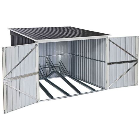 Dema – Abri à vélos 4 places – Dimensions L205 x P210 x H144 cm – Structure galvanisée – Double porte verrouillable avec clés