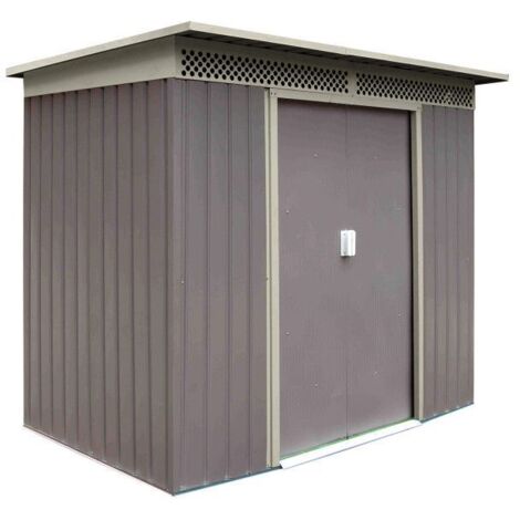 Dema – Abri de jardin métal 2130 x 1420 x 1840 mm – Surface intérieure 2030 x 1170 mm – Épaisseur métal 0,2 mm – Couleur gris platine