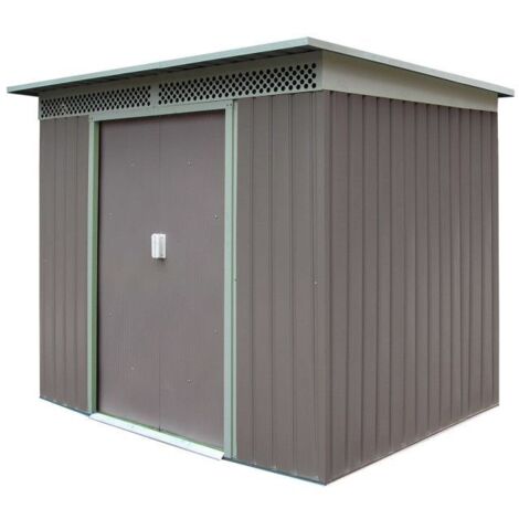 Dema – Abri de jardin métal 2650 x 1800 mm – Hauteur 1800/1870 mm – Toit en appentis – Résistant aux intempéries – Montage facile