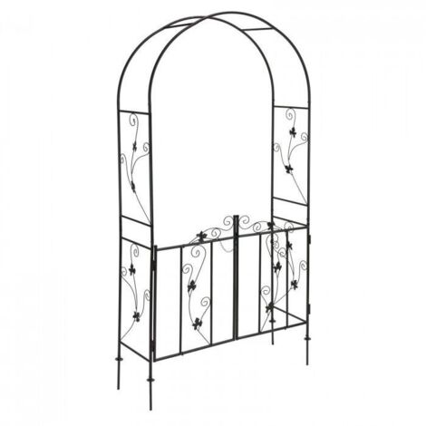 Dema – Arche de jardin en métal avec portillon – Armature 16mm – Dimensions 112x37x232cm – Ouverture 107x214cm – Poids 5,84kg