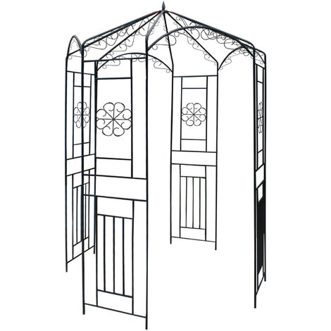 Dema – Arche de jardin en métal noir laqué – Dimensions 1600 x 1600 x 2500 mm – Cadre solide ø 16 mm – Montage rapide et simple