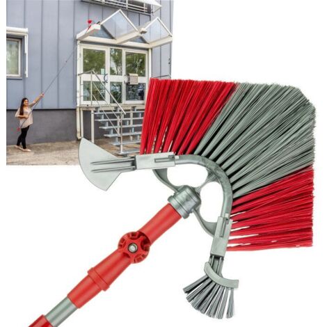 Dema – Balai télescopique tête de loup 240mm – Longueur réglable 1660 à 3900mm – Nettoyage façades, gouttières, camions