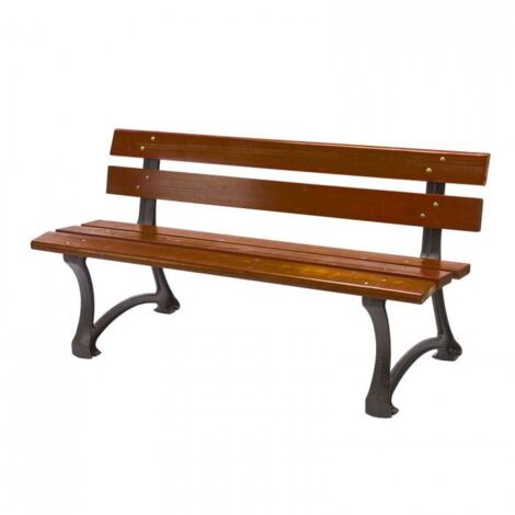 Dema – Banc de jardin en bois massif avec cadre en fonte – Assise ergonomique 1500 x 400 mm – Charge max 350 kg – Fixation au sol possible