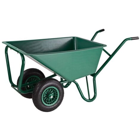 Dema – Brouette de jardin 130 litres – Charge max 150 kg – 2 roues pneumatiques – Cuve PVC robuste – Pour chantiers et terrains accidentés