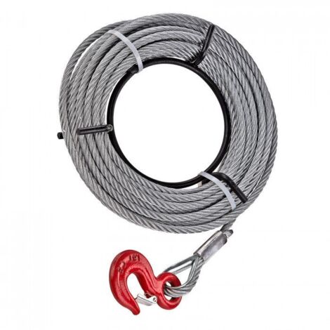 Dema – Câble métallique 20 m – Charge max 1,6 tonnes – Diamètre 11 mm – Galvanisé avec crochet de sécurité