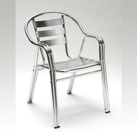 Dema – Chaise de jardin empilable en aluminium – Assise large 410mm – Dossier haut 450mm – Poids léger 2,6kg – Livrée montée