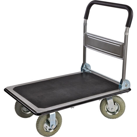 Dema – Chariot de manutention XL – Charge maximale 300 kg – Roues gonflables tout-terrain – Poignée pliable avec caoutchouc mousse