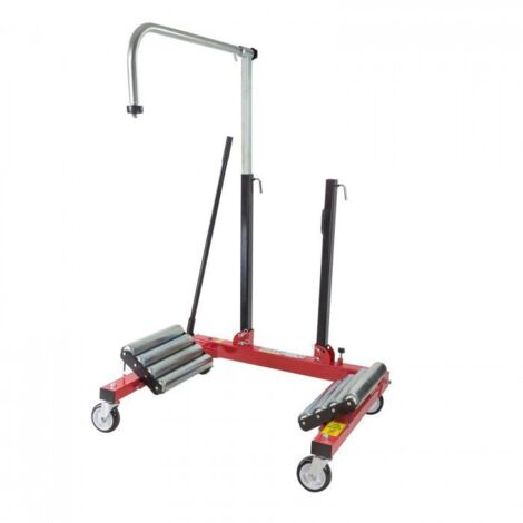 Dema – Chariot de montage de roues XXL – Charge max 1200 kg – Système hydraulique pour précision – Roulettes renforcées en PE