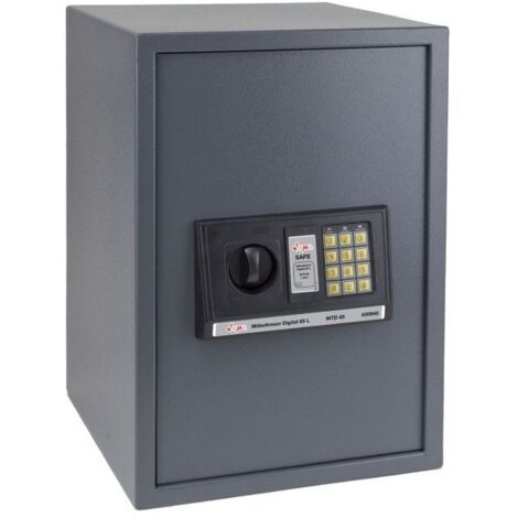 Dema – Coffre-fort électronique digital 350 x 360 x 520 mm – 65 litres – Double système de fermeture – Fixation murale avec chevilles béton